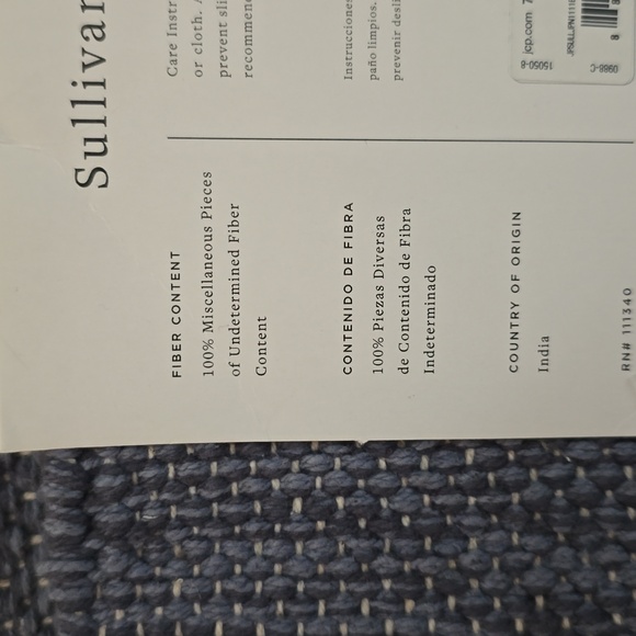 SULLIVAN COLLECTION HANDCRAFTED BLUE STRIPES ACCENT RUG SIZE 24" x 36" - Picture 7 of 13